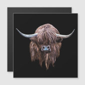 Carte Magnétique Vache écossaise des Highlands en couleur (Devant / Derrière)