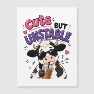 Carte Magnétique Vache mignonne mais instable avec café glacé