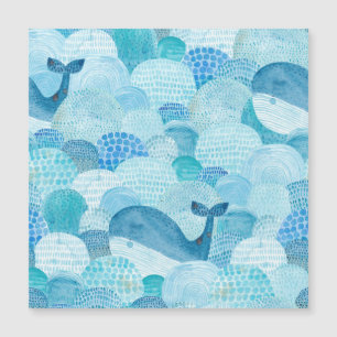 Carte Magnétique Vagues, baleine, texture bleu enfantine