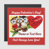 Carte magnétique Valentine Chouettes vintages (Devant / Derrière)