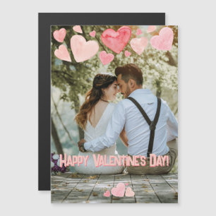 Carte Magnétique Valentine Coeurs roses Ajouter Votre Propre Aimant