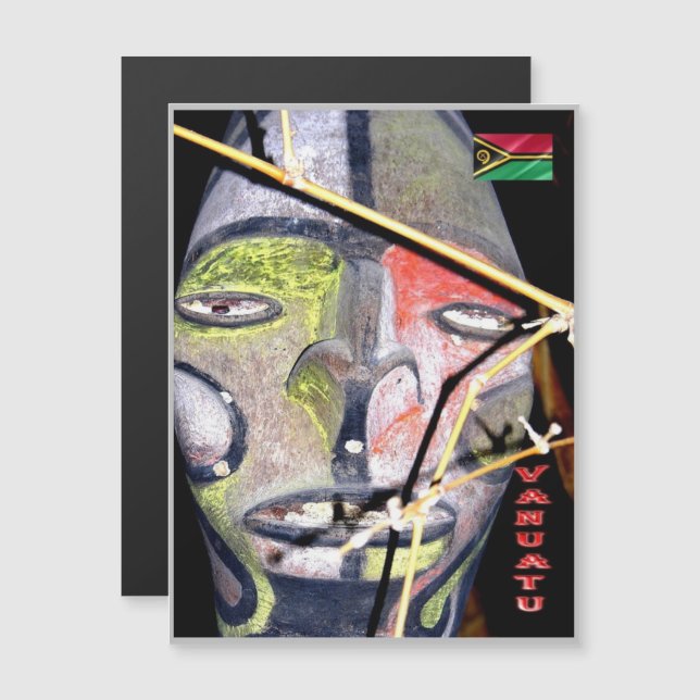 Carte Magnétique Vanuatu - Masque - (Devant / Derrière)