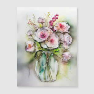 Carte Magnétique Vase en verre avec fleurs