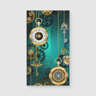 Carte Magnétique Veille bijoux Steampunk sur un Arrière - plan vert