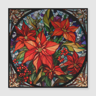 Carte Magnétique Verre coloré Style Poinsettias & Holly