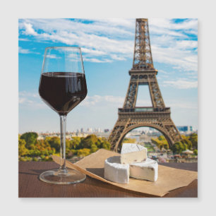 Carte Magnétique Verre de vin au brie sur la tour Eiffel