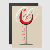 Carte Magnétique Verre rouge Motivationnel moderne 60e anniversaire (Devant / Derrière)