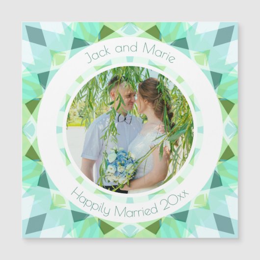 Carte Magnétique Vert bleu 4e anniversaire Mariage Keepsaké cadeau (Devant)