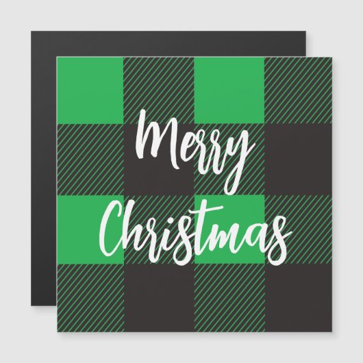 Carte Magnétique Vert carreau de Noël joyeux (Devant / Derrière)
