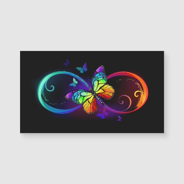 Carte Magnétique Vibrant infinity with rainbow butterfly on black (Devant)