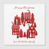 Carte Magnétique Village de Noël Rouge et Blanc (Devant)