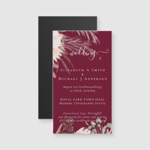 Carte Magnétique Vin de Bourgogne Pampas Grass Mariage Tropical