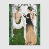 Carte Magnétique Vintage 1920 Noël Martini Flapper Dames (Devant)