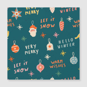 Carte Magnétique Vintage Noël 2020 : Motif ornemental