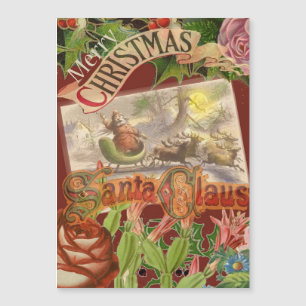 Carte Magnétique Vintage Noël Père Noël Sleigh