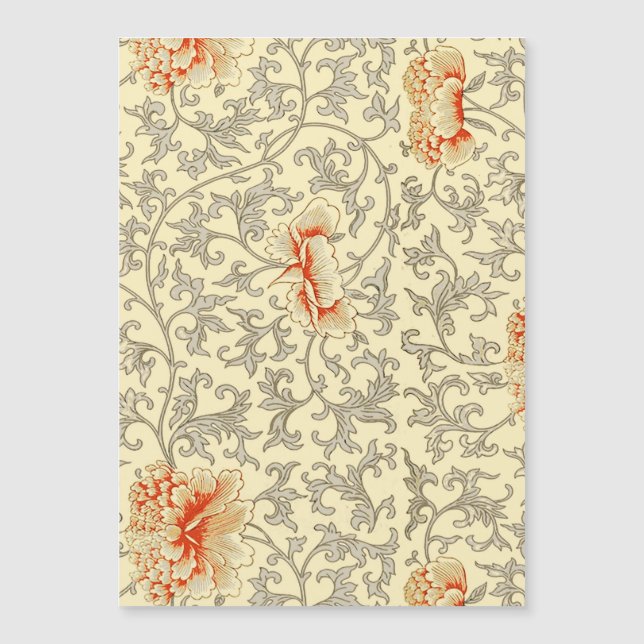 Carte Magnétique Vintage rose gris botanique (Devant)