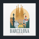 Carte magnétique Vintage Skyline Barcelone Espagne<br><div class="desc">Superbe et unique Barcelone Espagne Skyline Magnet montrant les célèbres sites et bâtiments de la ville espagnole. Fait un grand cadeau souvenir pour chaque touriste,  catalan et tous les êtres chers. Achetez le vôtre aujourd'hui. Idée cadeau Extraordinaire à Barcelone pour anniversaire ou noël.</div>