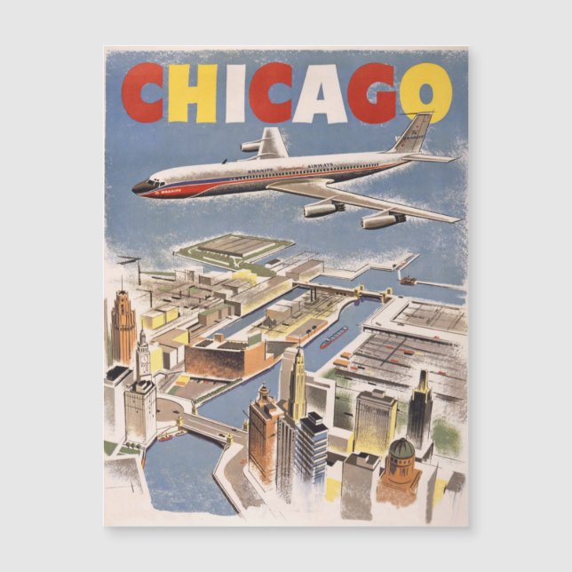 Carte magnétique Vintage voyage Chicago (Devant)