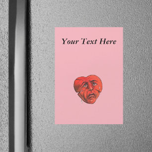Carte Magnétique Visage de cœur rouge pleurant triste
