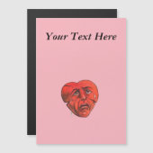 Carte Magnétique Visage de cœur rouge pleurant triste (Devant / Derrière)