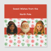 Carte Magnétique Visages de Père Noël & d'elfe | Amusement au Pôle  (Devant)