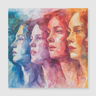 Carte Magnétique Visages des femmes - Peinture aquarelle