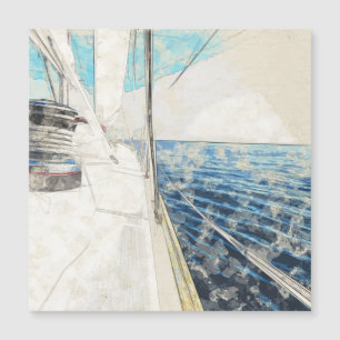 Carte Magnétique Voilier marin Serene Nautical Yacht Seascape - Élé