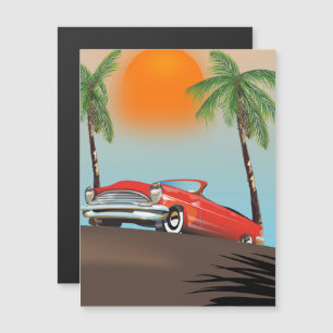 Carte Magnétique Voiture Rouge Classique Vintage Au Paradis