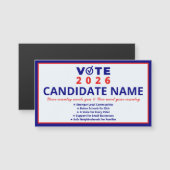 Carte Magnétique Vote 2026 Nom du candidat Campagne patriotique (Devant / Derrière)