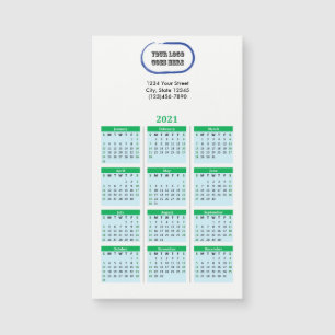 Carte Magnétique Votre Calendrier Vert Marqué 2021