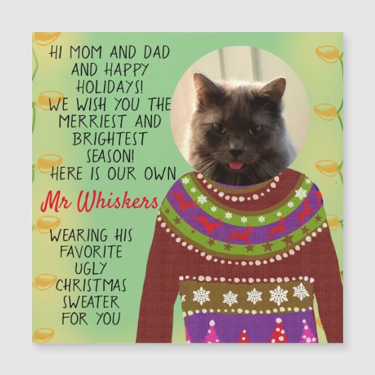 Carte Magnétique Votre chat Personnalisé Snarky Christmas (Devant)