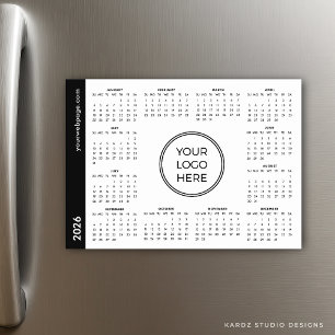 Carte Magnétique Votre logo Ici 2026 blanc Calendrier magnétique