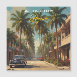 Carte Magnétique Voyage Cuba vintage - Salutations de la Havana Car