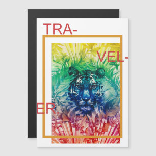 Carte Magnétique Voyager Jungle Wild Tiger Feuilles tropicaux