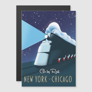 Carte Magnétique "Voyagez par rail" New York - Chicago