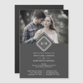 Carte Magnétique Wedding Initials Ornamental Lace Sophisticated (Devant / Derrière)