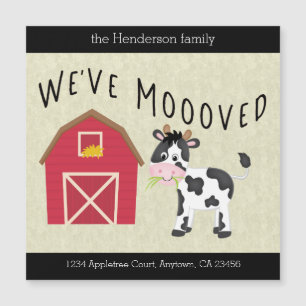 Carte Magnétique We've Moooved Farm Cow Barn Change of Address