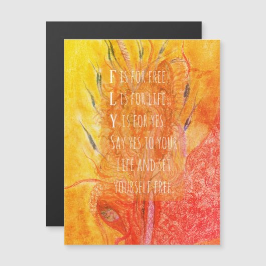 Carte magnétique Whimsical Girl fly (Devant / Derrière)