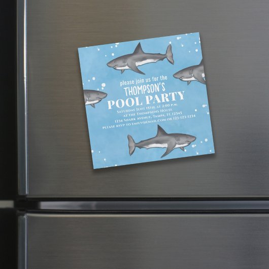 Carte Magnétique Whimsical Pool Party Requins Bleu Océan magnétique