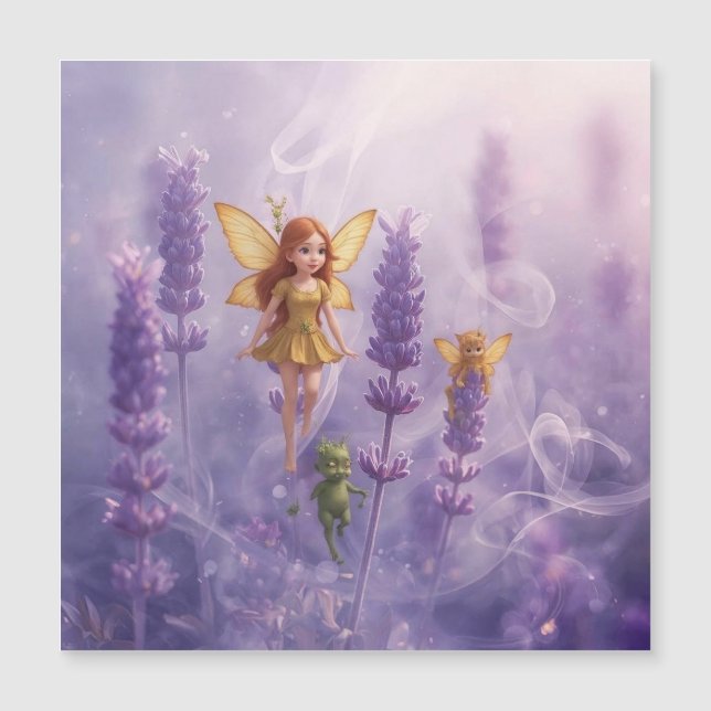 Carte Magnétique Whimsy Among the Purple Blooms (Devant)