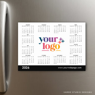 Carte Magnétique White 2026 Business Your Logo Calendar