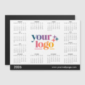 Carte Magnétique White 2026 Business Your Logo Calendar (Devant / Derrière)