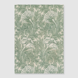 Carte Magnétique William Morris Vert Sauge Motif Tulipe : Vintage