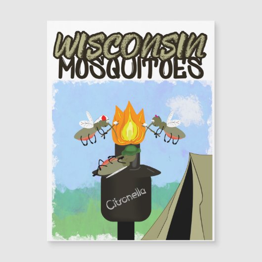 Carte Magnétique Wisconsin Mosquitoes Cartoon (Devant)