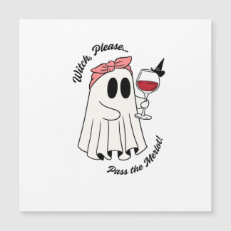 Carte Magnétique Witch Please Pass the Merlot Funny Halloween Wine
