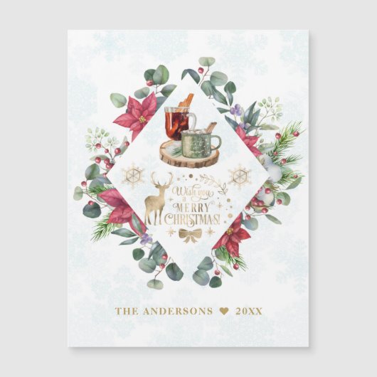 Carte Magnétique Wreath Script Winter Vous Souhaite Un Joyeux Noël (Devant)