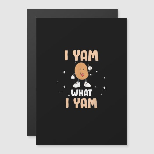 Carte Magnétique Yam What I Yam Funny Potato Pun Thanksgiving (Devant / Derrière)