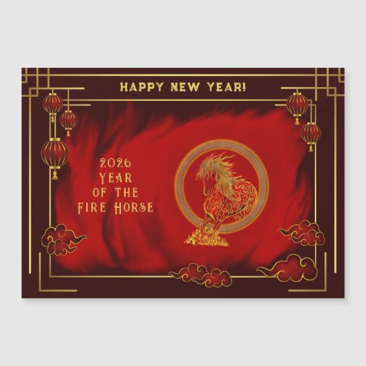 Carte Magnétique Year of the Fire Horse , Happy Lunar New Year (Devant)