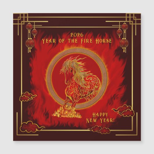 Carte Magnétique Year of the Fire Horse , Happy Lunar New Year (Devant)
