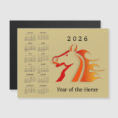 Carte Magnétique Year of the Horse 2026 Calendar Magnetic Card (Devant / Derrière)